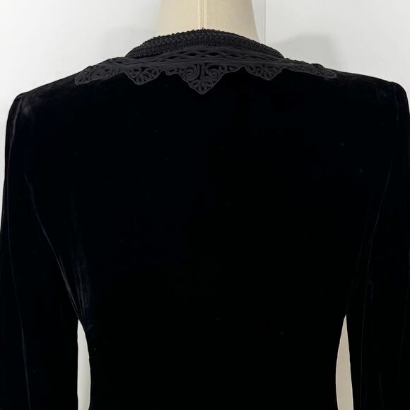 Lafayette 148 Velvet Embroidery Blazer Jacket in Black Silk Blend Long Sleeves 6 - Picture 8 of 12